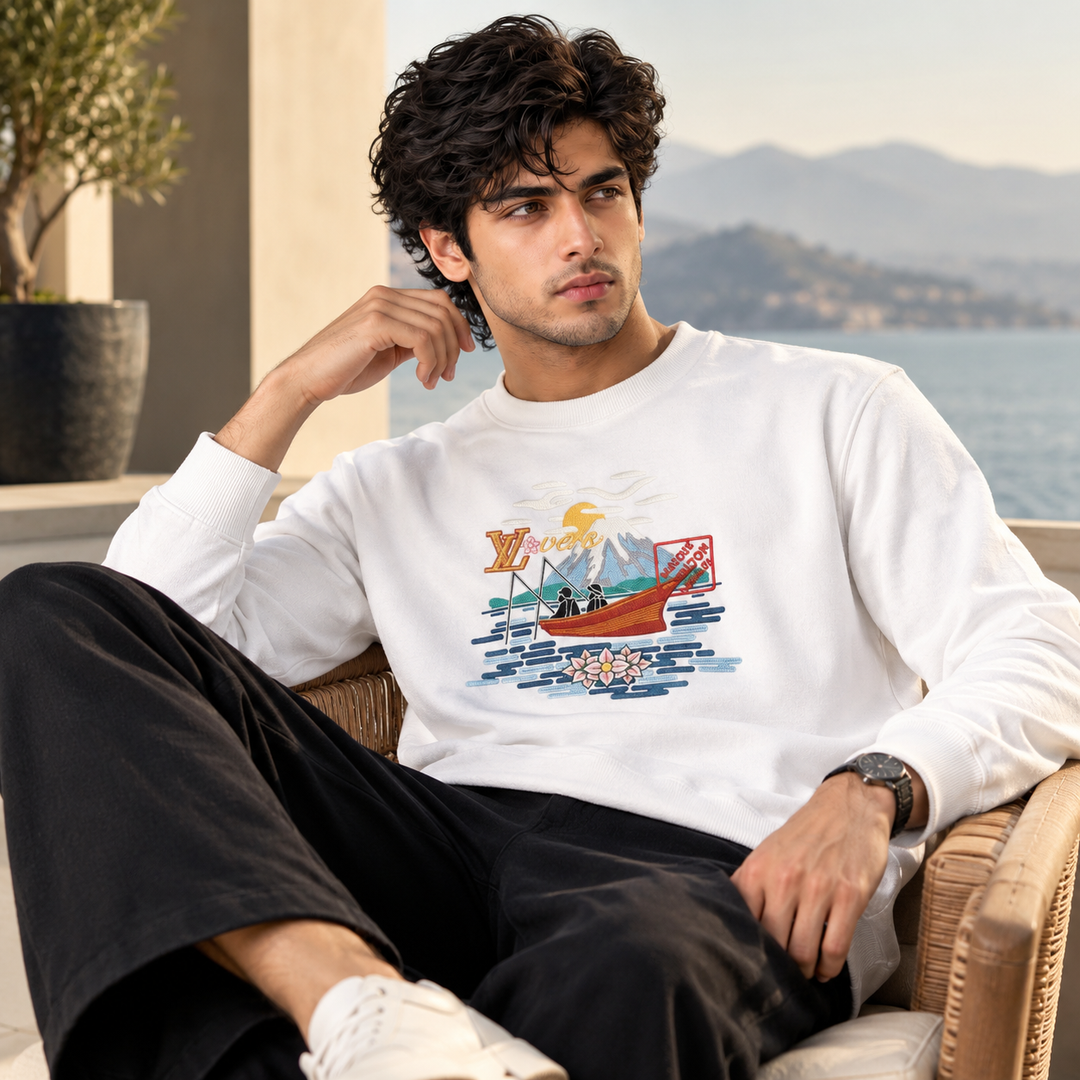 Boat Graphic Print Sweatshirt Dhior