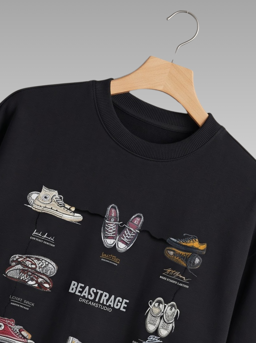 Sneaker Grid Graphic Print Sweatshirt