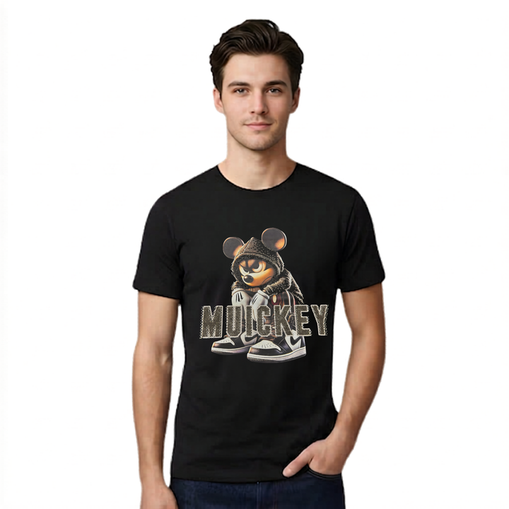 Mouse Rhinestone Graphic Cotton T-Shirt