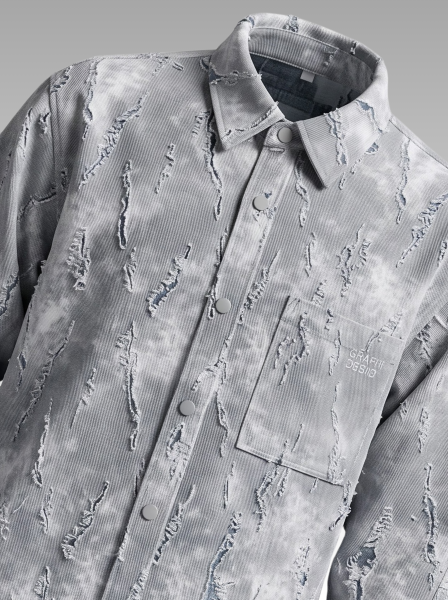 Stylish Faded Textured Denim Shirt