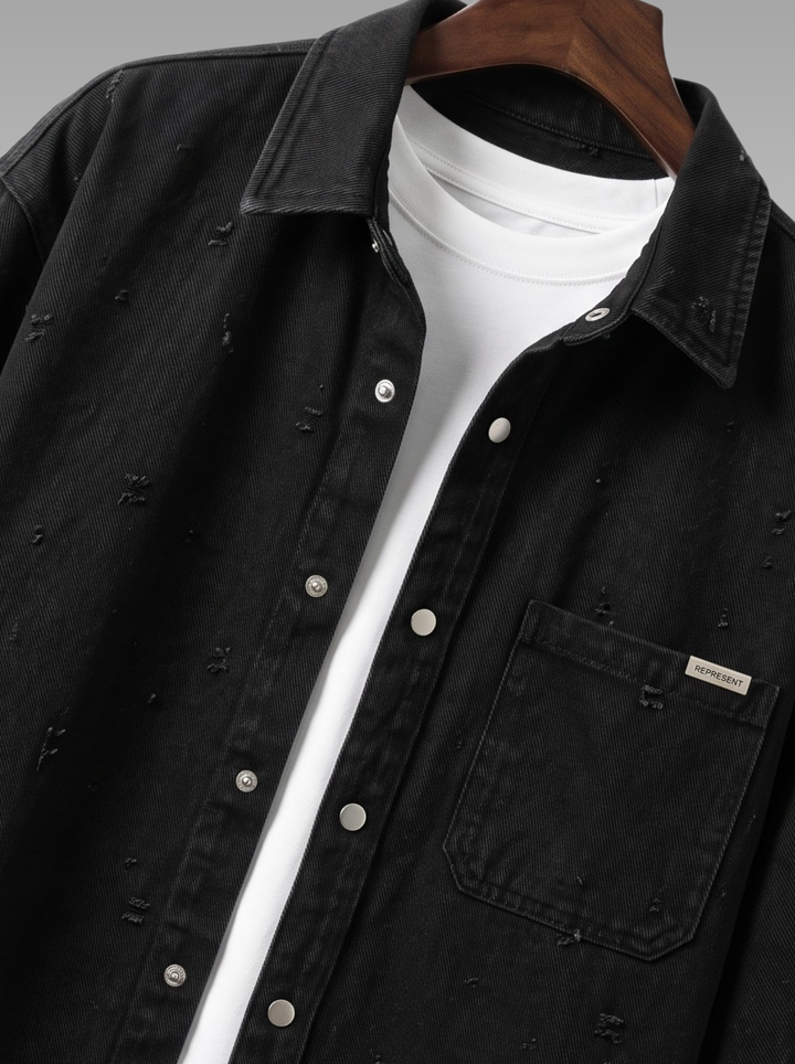 Modern Textured Casual Denim Shirt