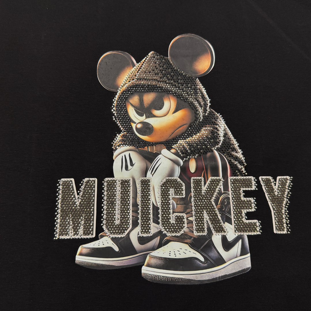 Mouse Rhinestone Graphic Cotton T-Shirt