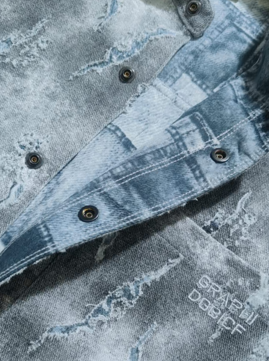 Stylish Faded Textured Denim Shirt