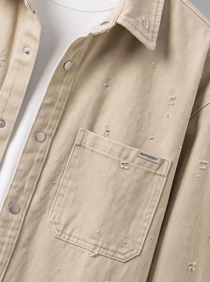 Modern Textured Casual Denim Shirt