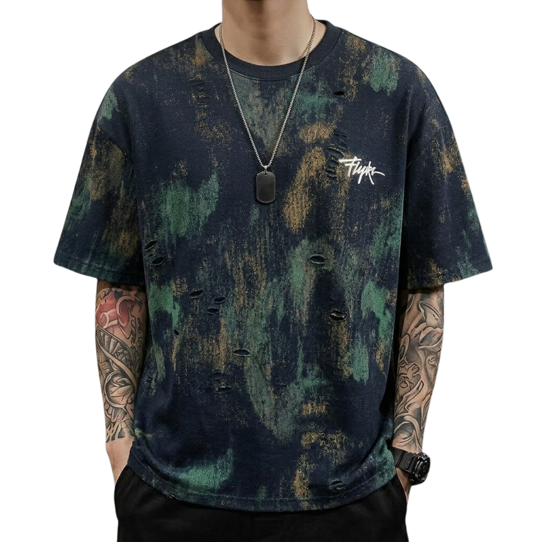 Rugged Distressed Print T-Shirt