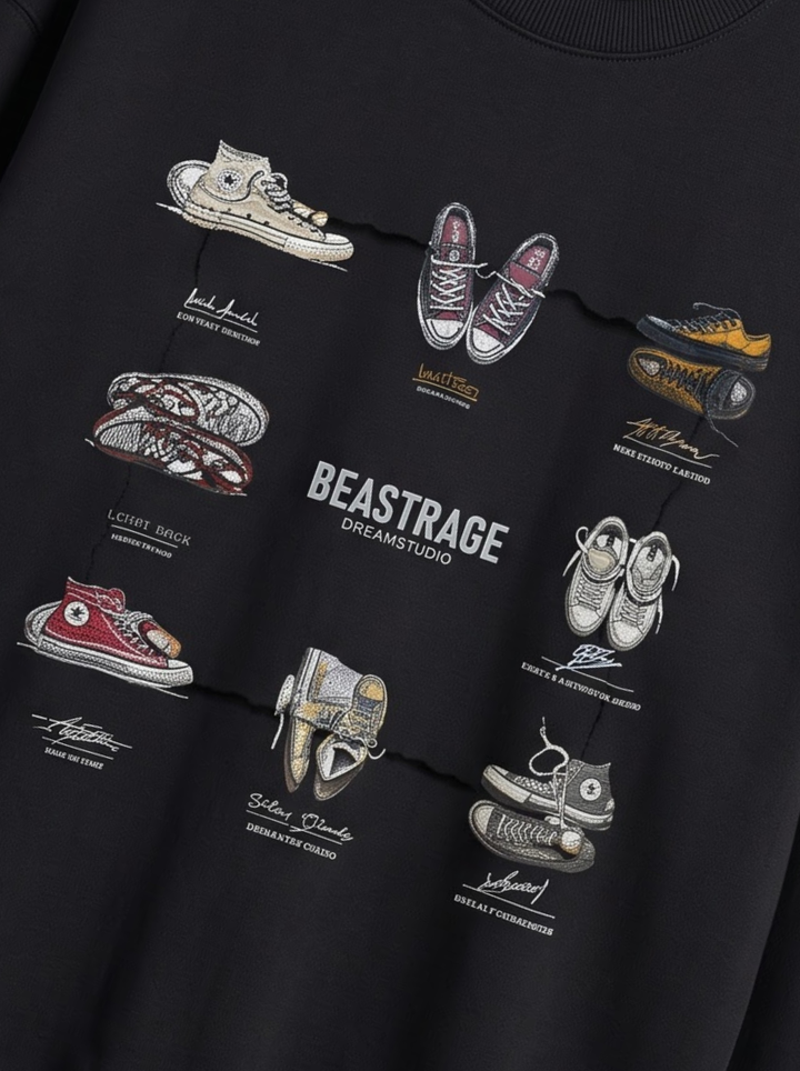 Sneaker Grid Graphic Print Sweatshirt