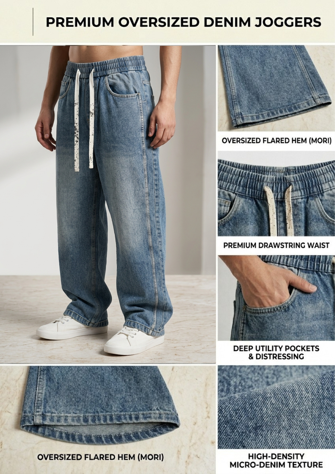 Relaxed Fit Denim Joggers