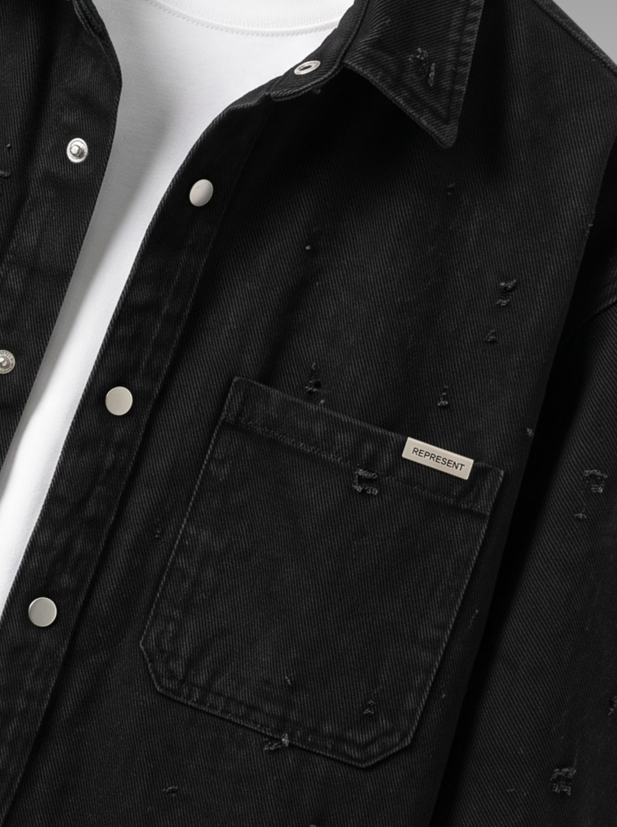 Modern Textured Casual Denim Shirt