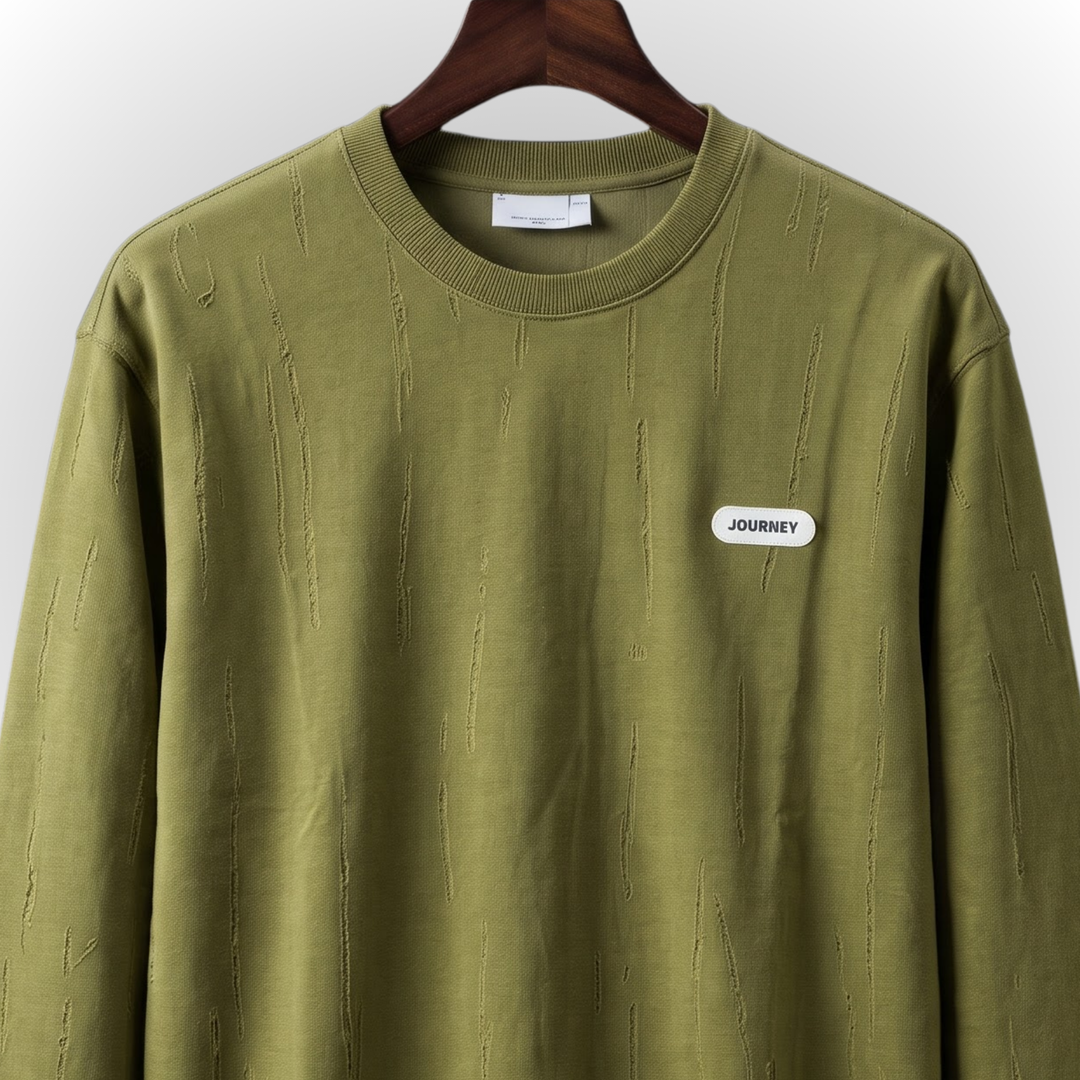 Modern Textured Print Fleece Sweatshirt