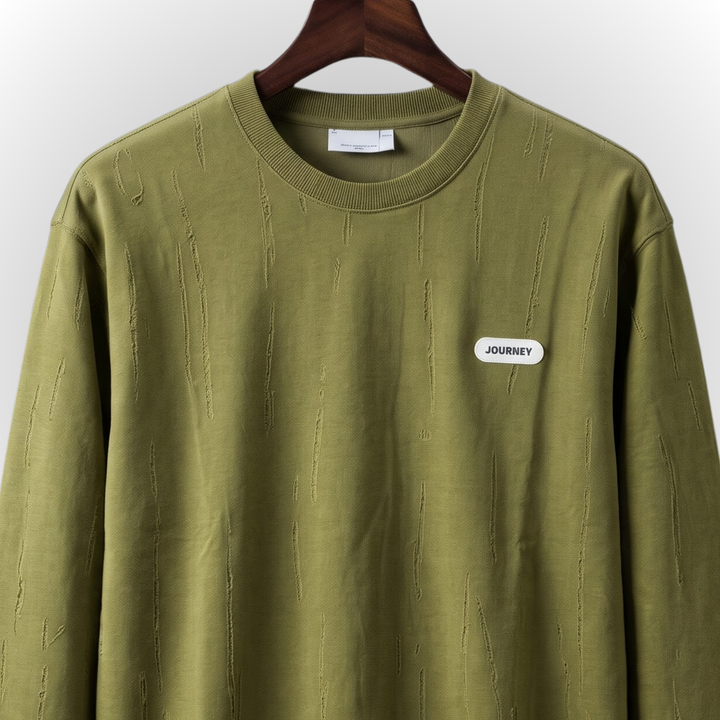 Modern Textured Print Fleece Sweatshirt