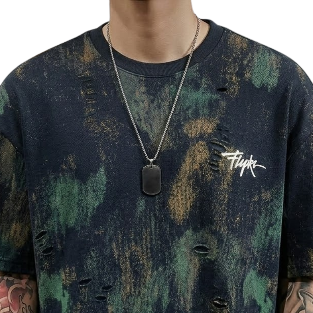 Rugged Distressed Print T-Shirt