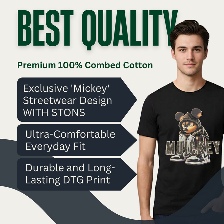 Mouse Rhinestone Graphic Cotton T-Shirt