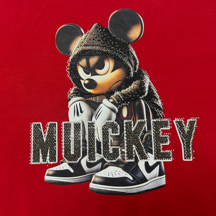Mouse Rhinestone Graphic Cotton T-Shirt