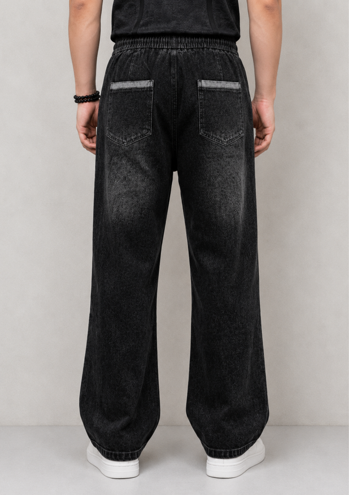 Side Stripe Baggy Denim Joggers