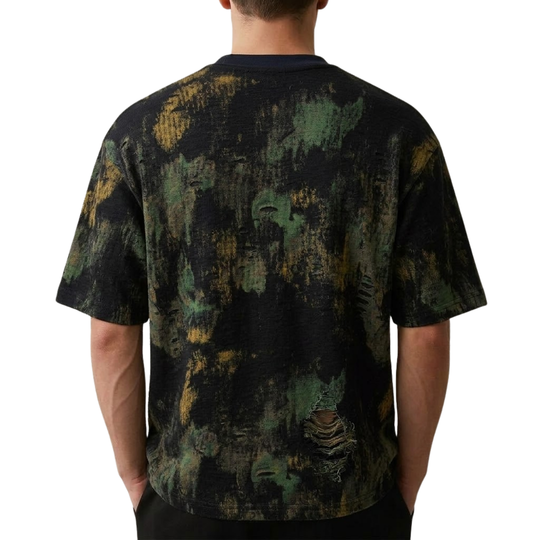 Rugged Distressed Print T-Shirt