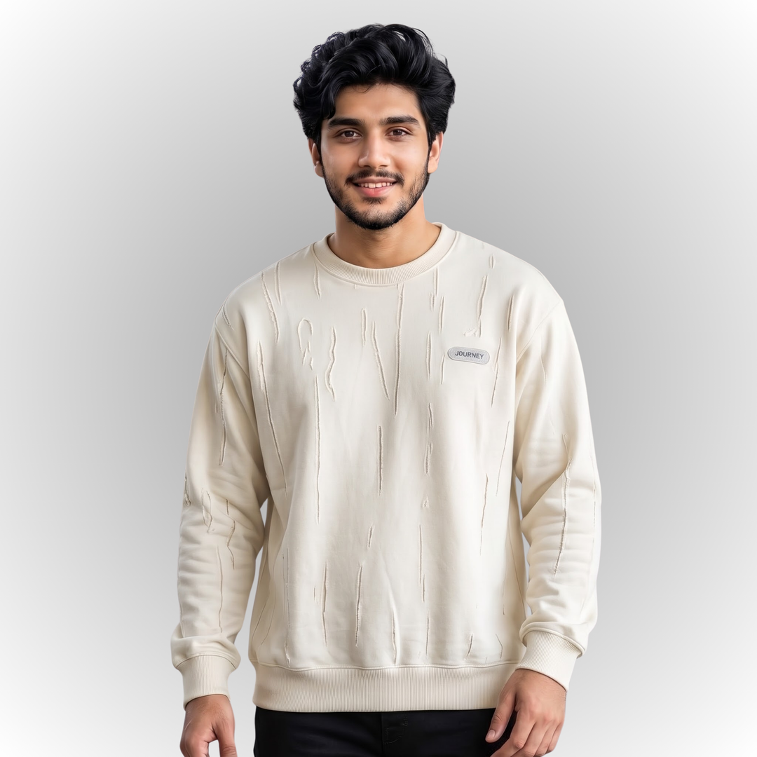 Modern Textured Print Fleece Sweatshirt