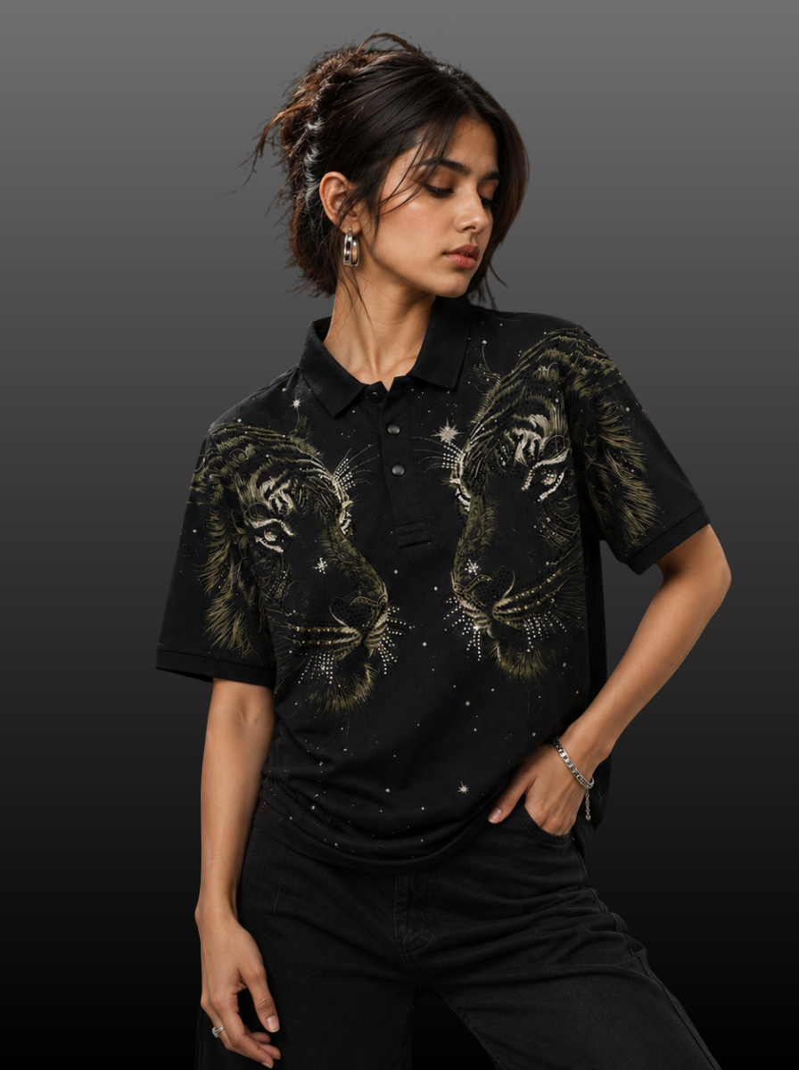 Twin Tiger Swarovski Polo T-Shirt