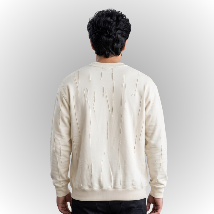 Modern Textured Print Fleece Sweatshirt