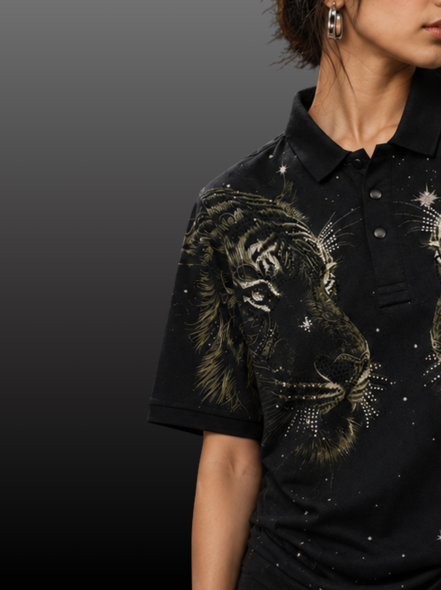 Twin Tiger Swarovski Polo T-Shirt