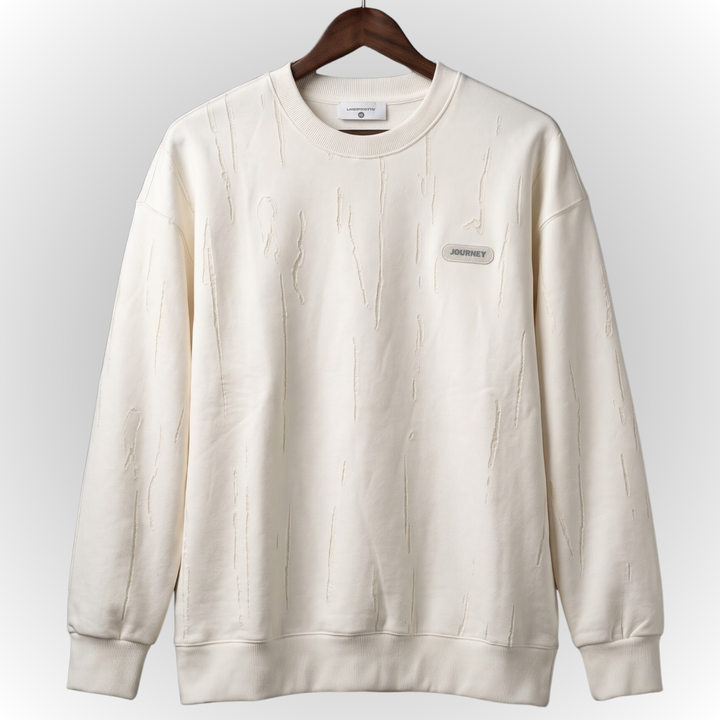 Modern Textured Print Fleece Sweatshirt