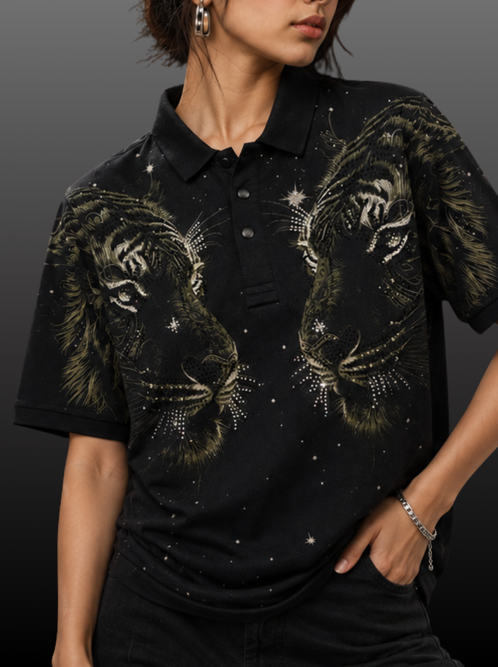 Twin Tiger Swarovski Polo T-Shirt