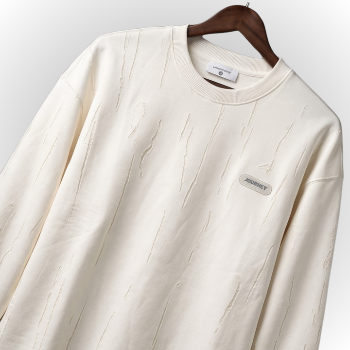 Modern Textured Print Fleece Sweatshirt