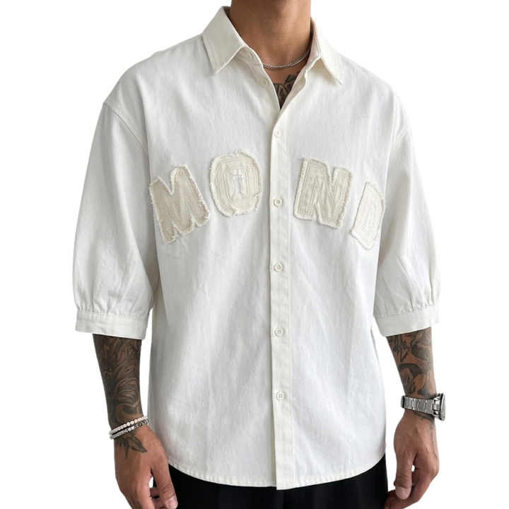 Oversized Raw-Edge Patch Shirt