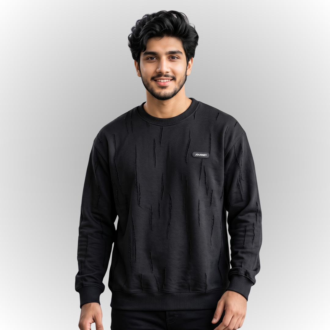 Modern Textured Print Fleece Sweatshirt