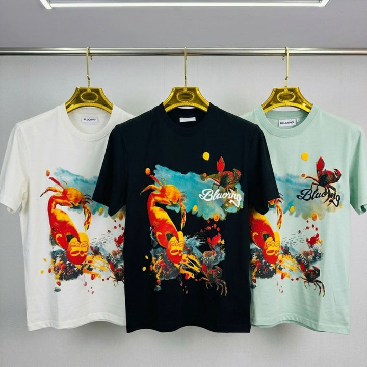 Crab Graphic Puff Print Oversized T-Shirt