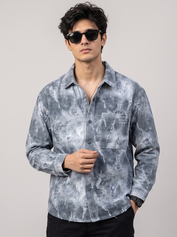 Stylish Faded Textured Denim Shirt