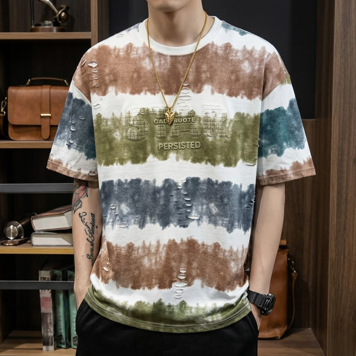Rugged Multi-Stripe Print T-Shirt