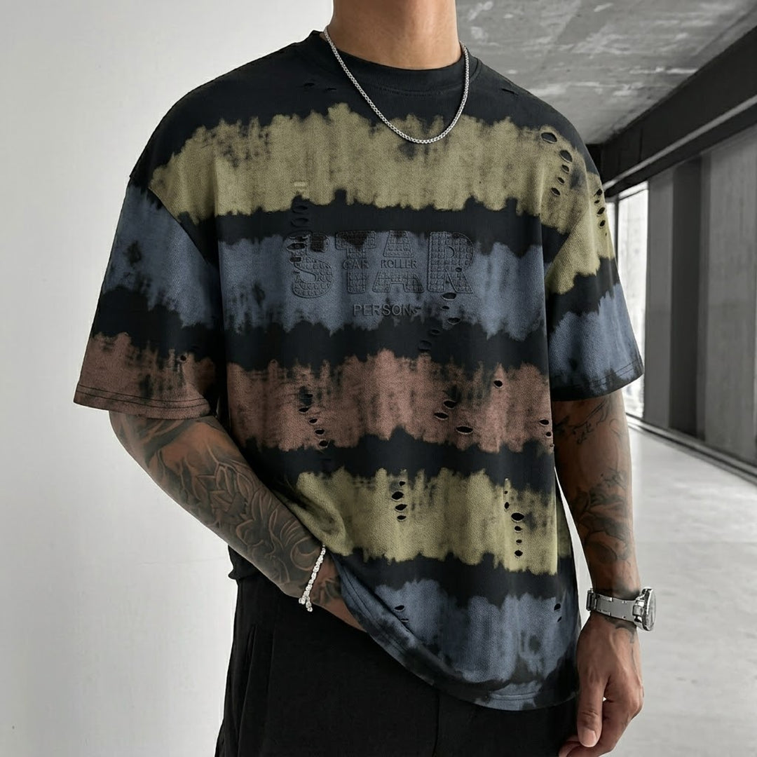 Rugged Multi-Stripe Print T-Shirt