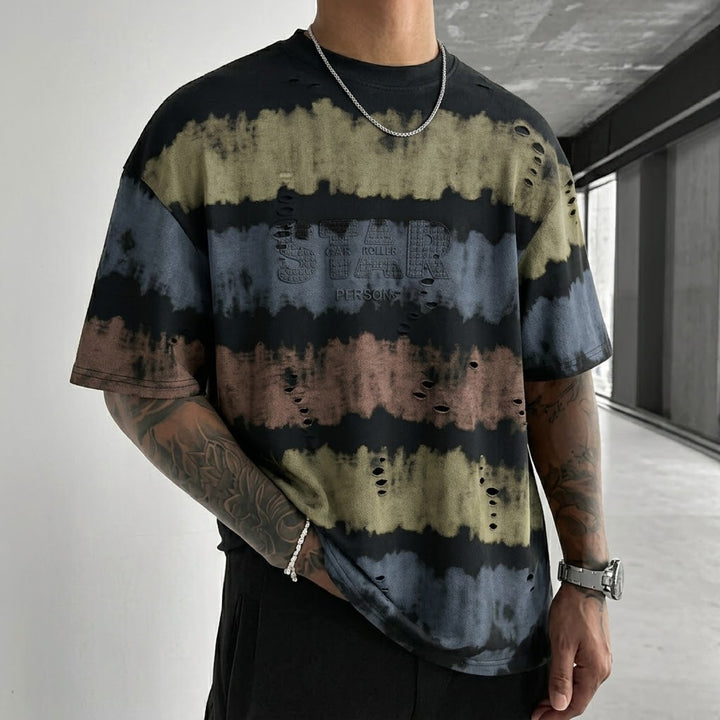 Rugged Multi-Stripe Print T-Shirt