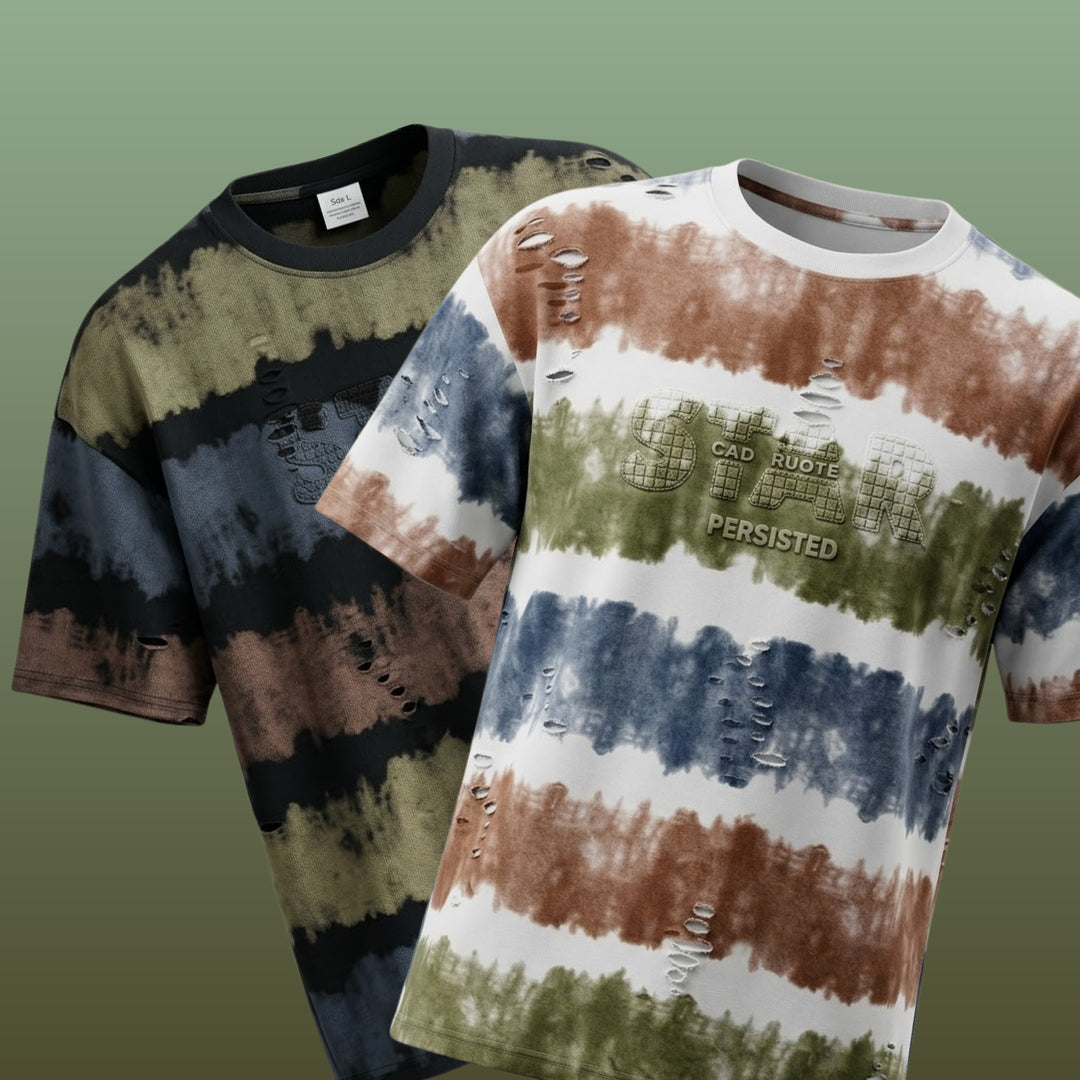 Rugged Multi-Stripe Print T-Shirt