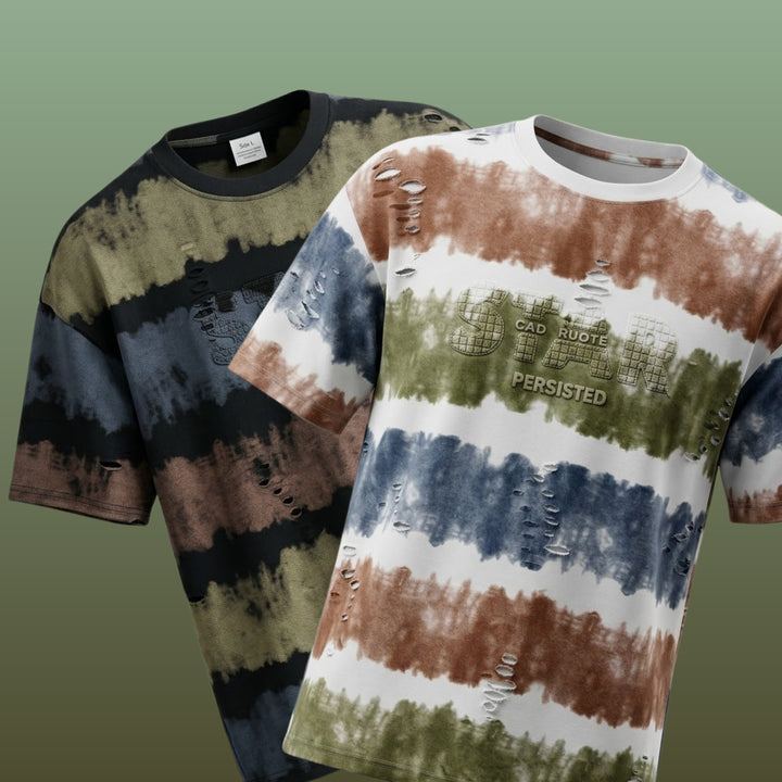 Rugged Multi-Stripe Print T-Shirt