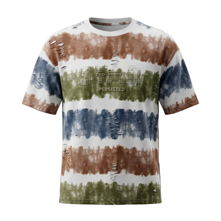 Rugged Multi-Stripe Print T-Shirt