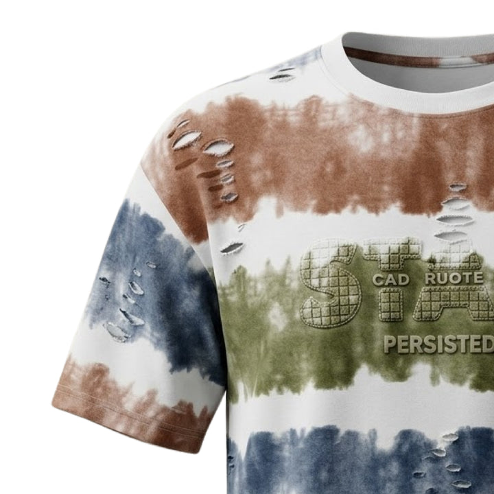 Rugged Multi-Stripe Print T-Shirt