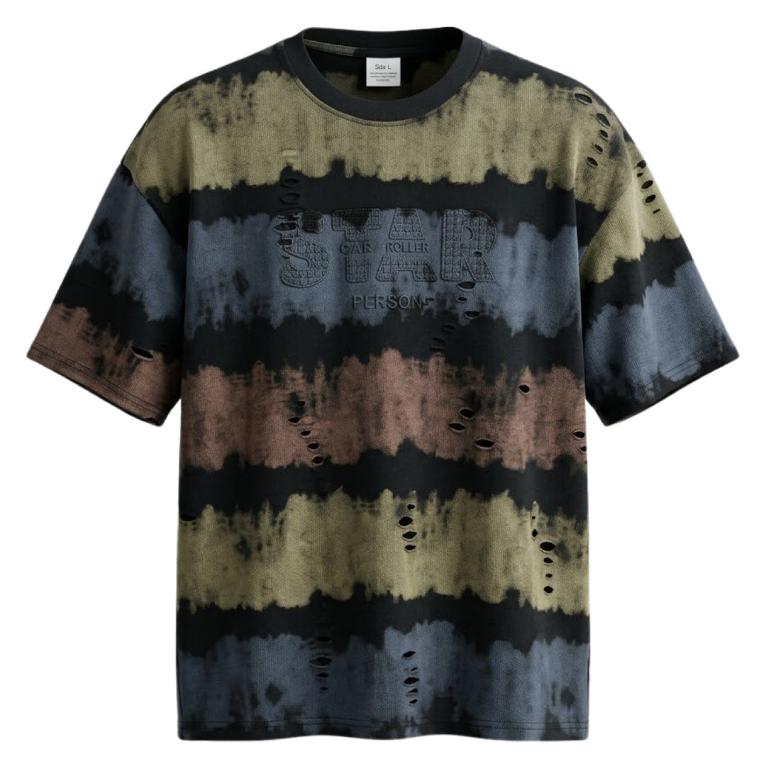 Rugged Multi-Stripe Print T-Shirt