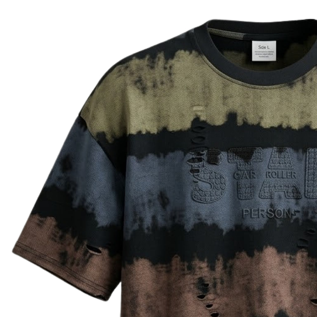 Rugged Multi-Stripe Print T-Shirt