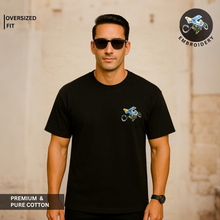 Embossed Round Neck T-Shirt