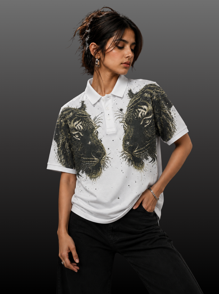 Twin Tiger Swarovski Polo T-Shirt