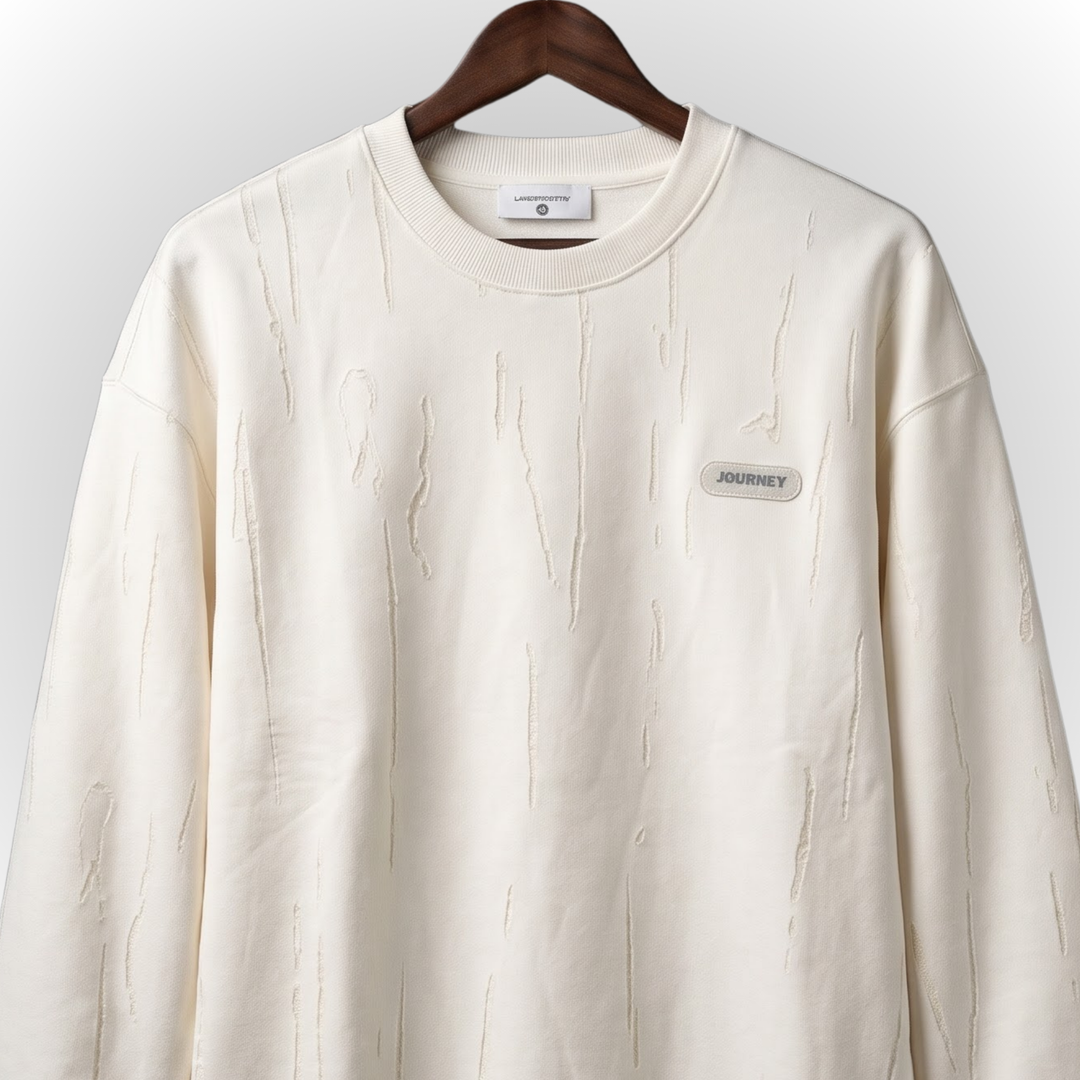 Modern Textured Print Fleece Sweatshirt