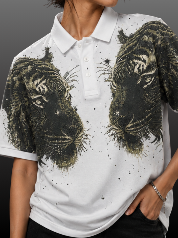 Twin Tiger Swarovski Polo T-Shirt