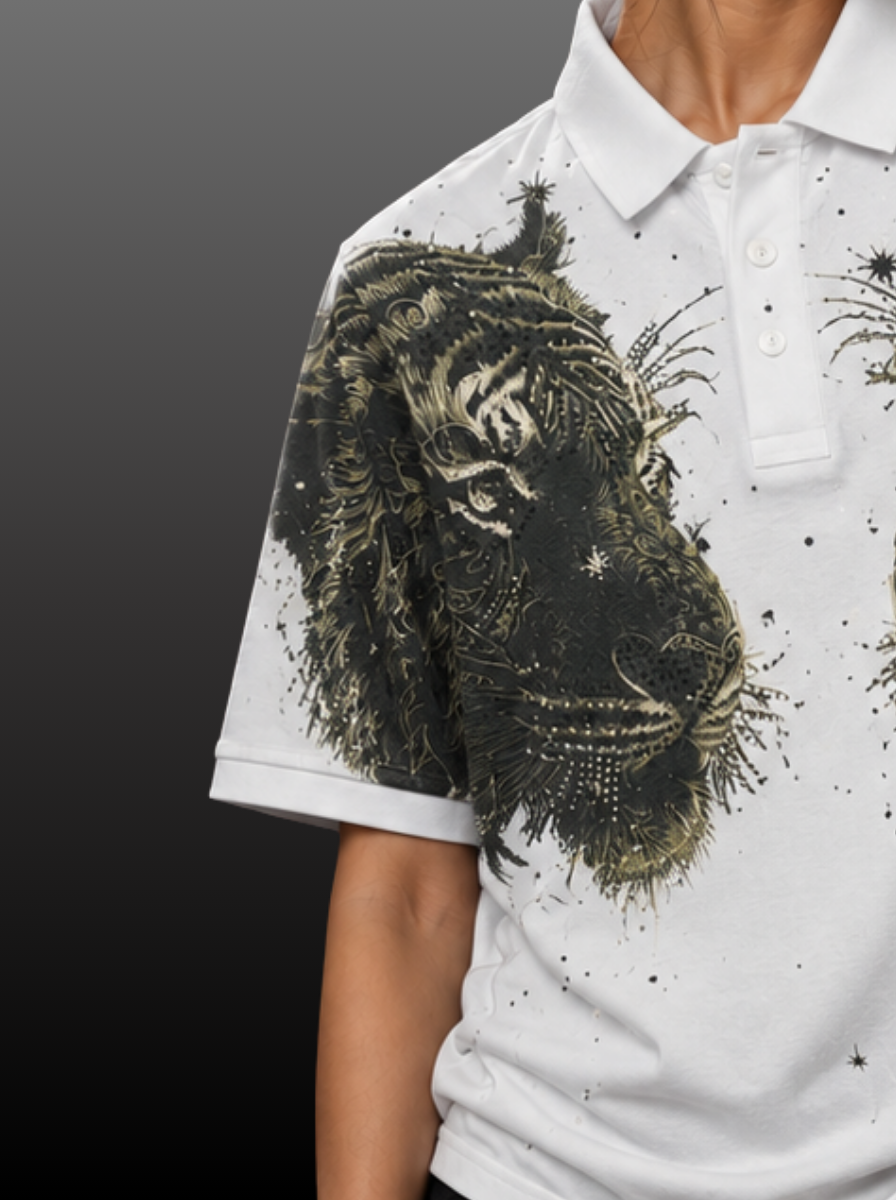 Twin Tiger Swarovski Polo T-Shirt