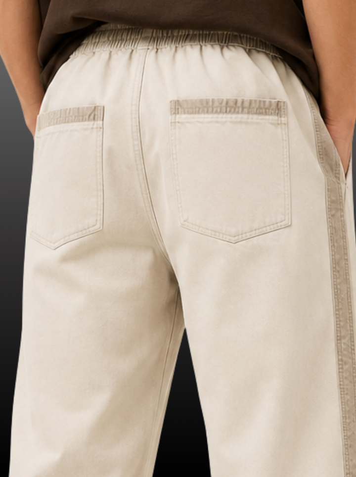 Side Stripe Baggy Denim Joggers