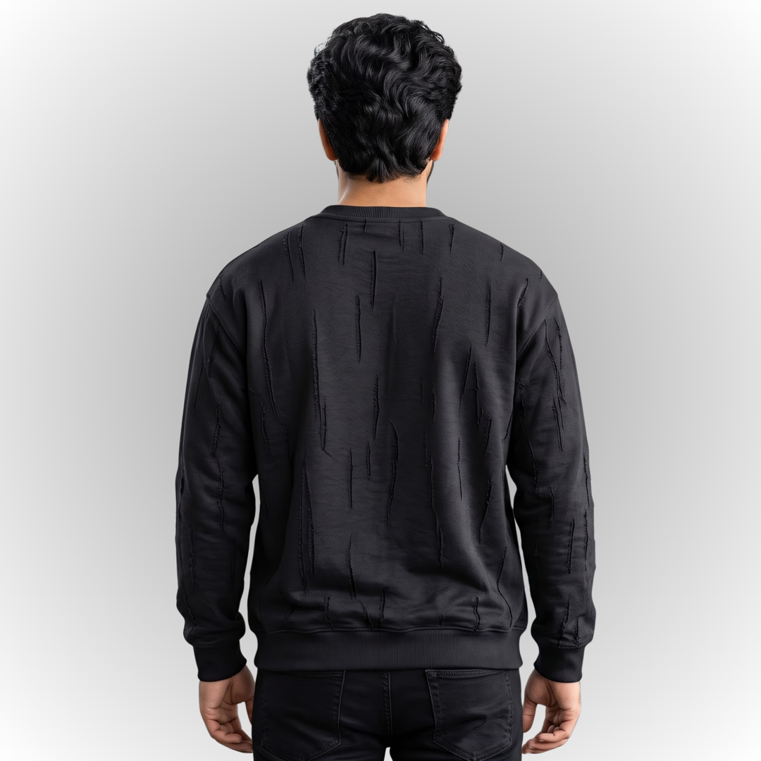 Modern Textured Print Fleece Sweatshirt