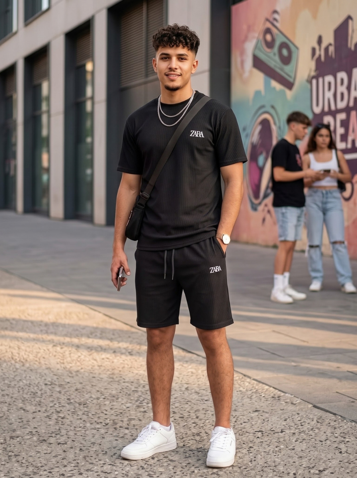 Ribbed T-Shirt &amp; Shorts Cordset