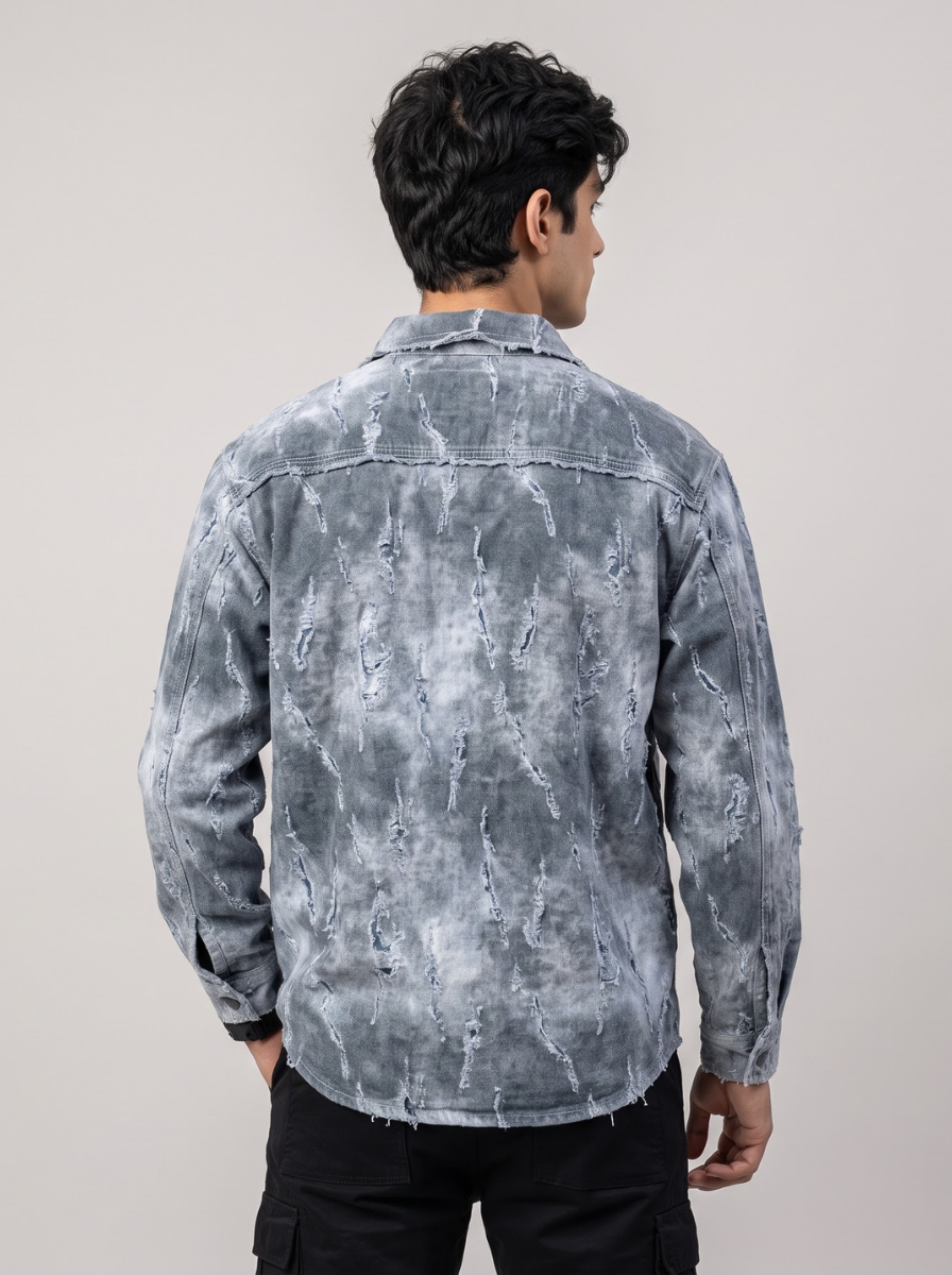 Stylish Faded Textured Denim Shirt