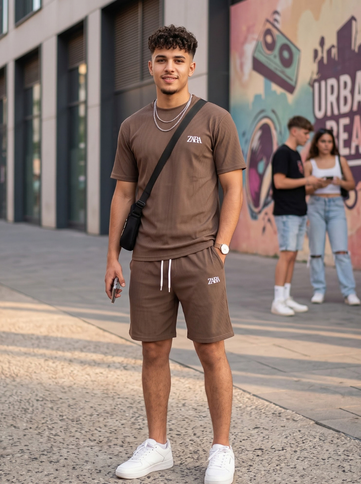 Ribbed T-Shirt &amp; Shorts Cordset
