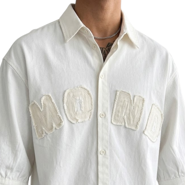 Oversized Raw-Edge Patch Shirt
